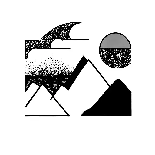 Mountains With Sunset And Water