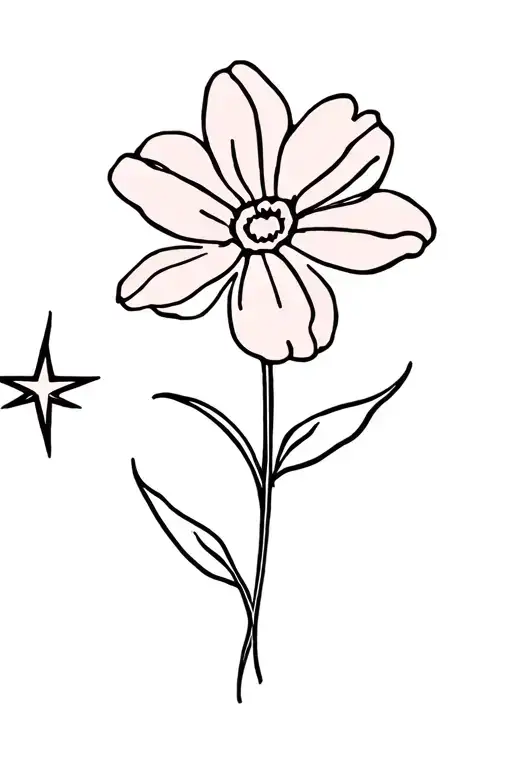 Simple Flower With A Star Sign