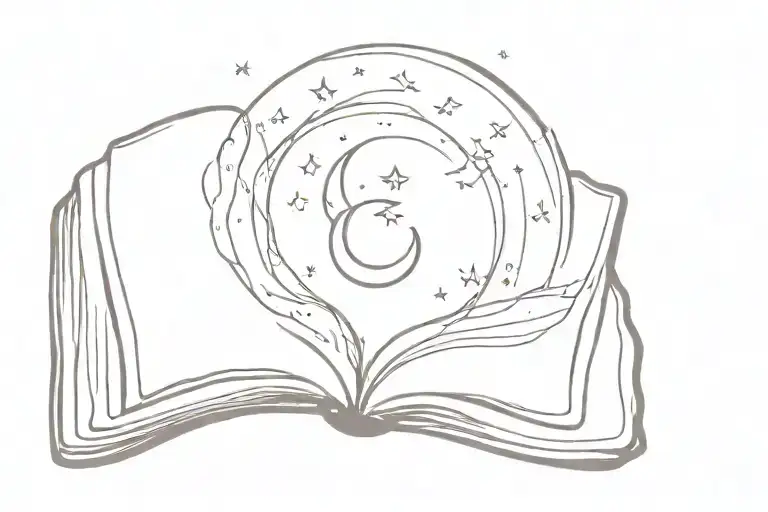 Open Book And Moon