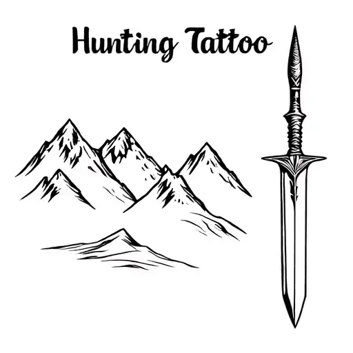 Hunting Dagger With Mountains