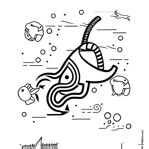 A Minimalist Tattoo Of A Dog Wearing Scuba Diving Gear