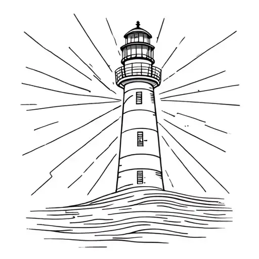 Lighthouse With Beam Light Rays Coming