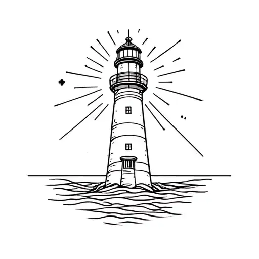 Lighthouse With Beam Light Bulb Shinging Light