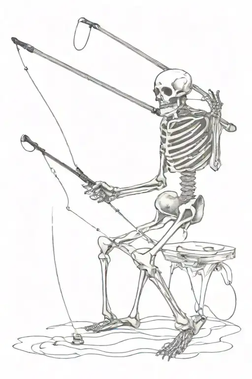 Skeleton Holding A Fishing Pole