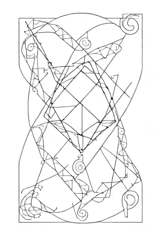 Incorporate Aries Symbol Within A Geometric Pattern Of Scandinavian Runes For A Modern Tattoo Design