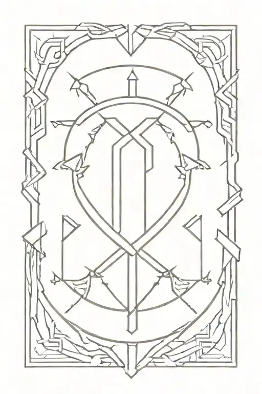 Combine Aries Symbol With A Shield Decorated With Scandinavian Runes In A Sketch Style