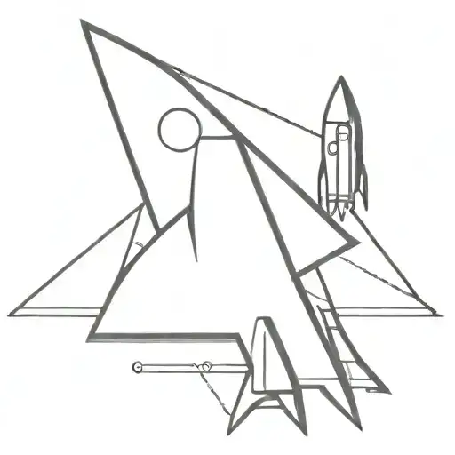 Rocket Ship Geometric Triangle Fine Line