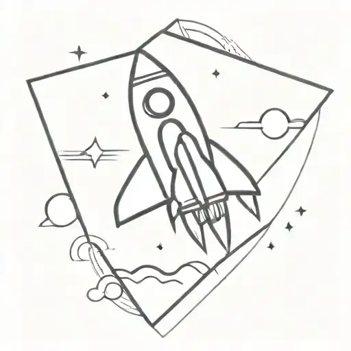 Rocket Ship Triangle Fine Line