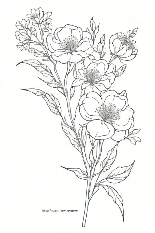 Small Fine Line Bouquet Of Birth Flowers From The Months June February May January November And July