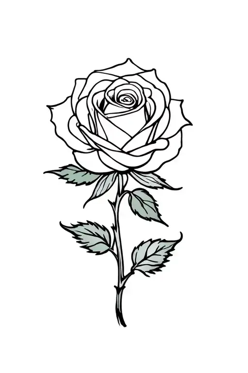 Rose Tattoo With No Shading