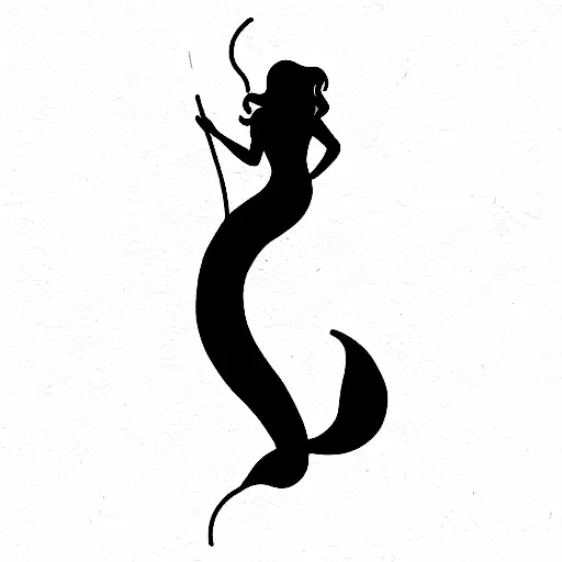 Matching Tattoo With Mermaid Tail And Connecting String