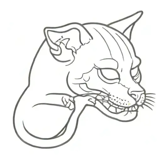 A Cat Playing With A Skull