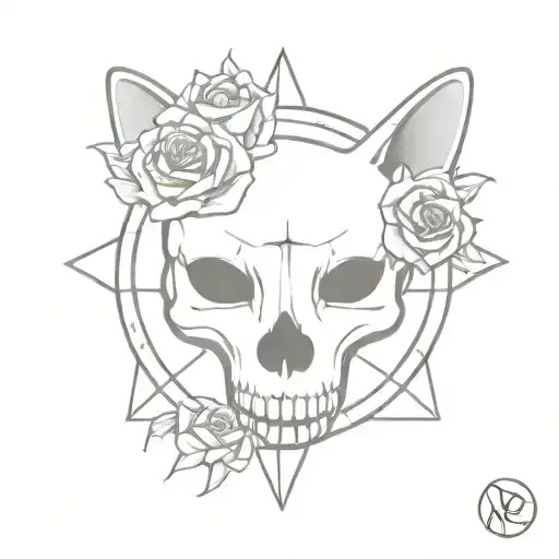 Cat Skull Compass And Roses