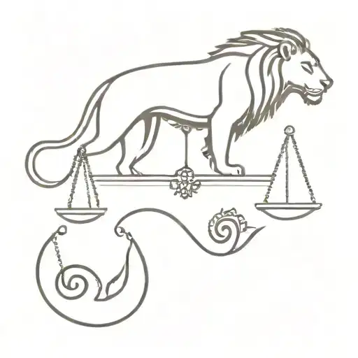 Libra Sign Weighing A Lion On One Side And A Virgo On The Other