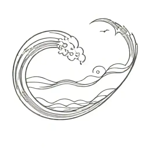 Beach Sunset Waves Forming The Shape