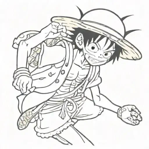 Luffy One Piece Black And White Line Only For A Decal