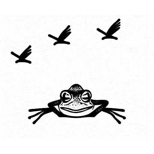 Frog Looking Up At Birds