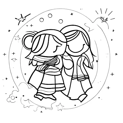 Two Little Girls Under Blanket With Flashlight