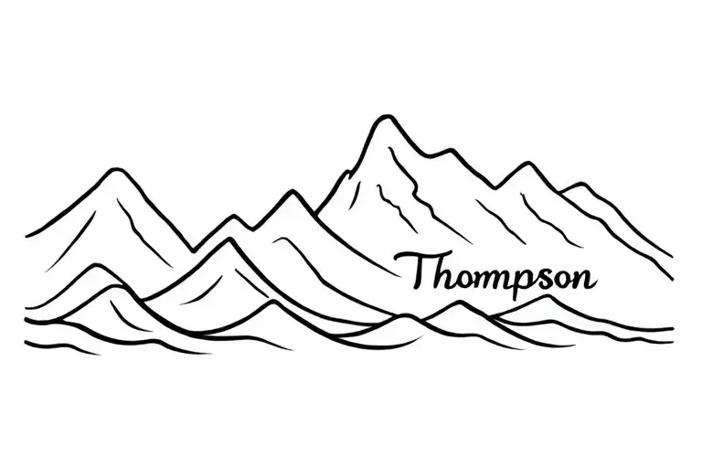 Mountain And Ocean Wave With Last Name Thompson