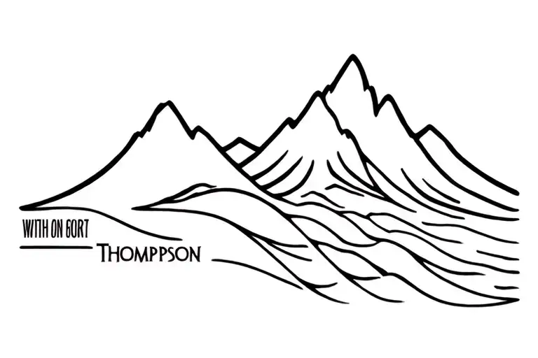 Mountain And Ocean Wave With Last Name Thompson With An Arrow