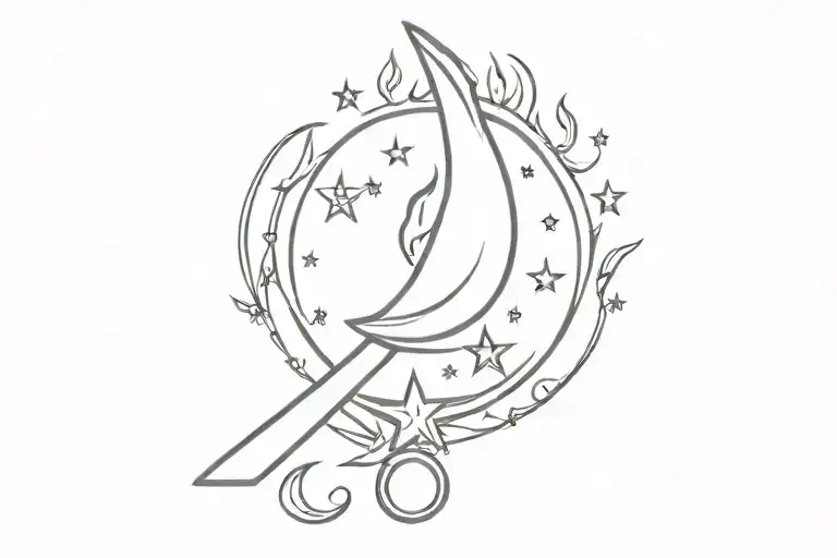 Moon Star Butter Knife With Flaming