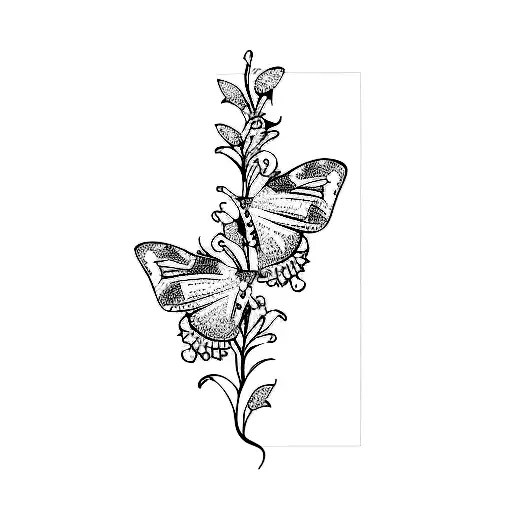 Two Monarc Butterflies With Plants And The Galaxy