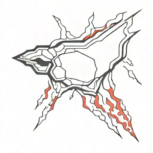 Asteroid In Flames Red And Black Lines