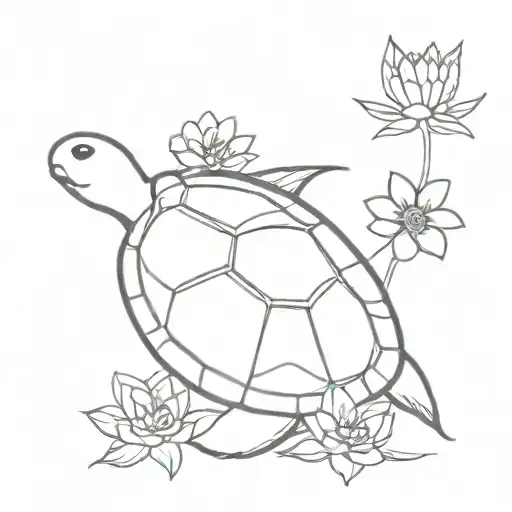 Turtle And Flowers
