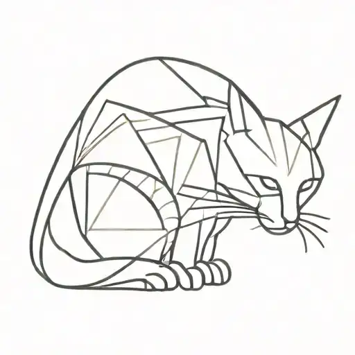 A Minimalist Tattoo Design Of A Cat Silhouette Made Up Of Lines Of Code