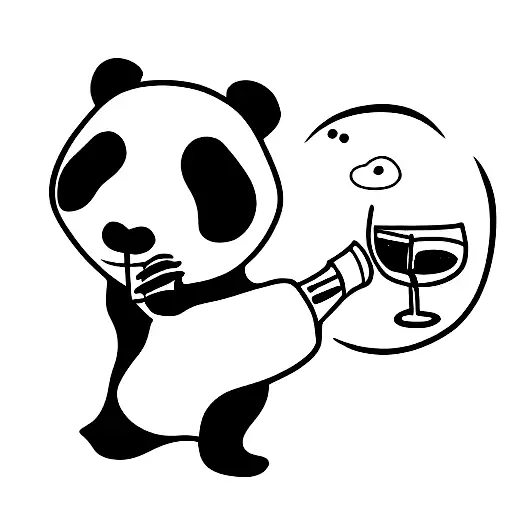 Panda Drinking Wine