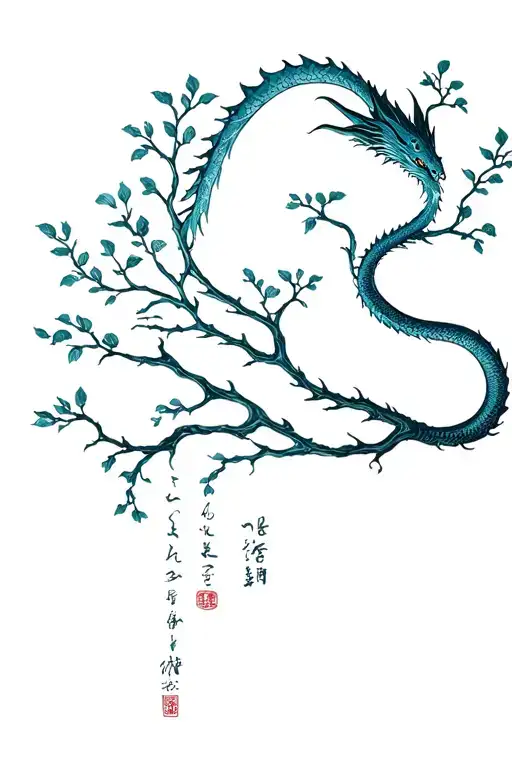 Yew Tree Intertwined With Water Dragon