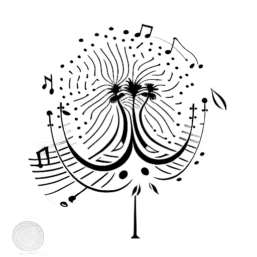 A Minimalistic Tattoo Of A Palm Tree Made Of Musical Notes