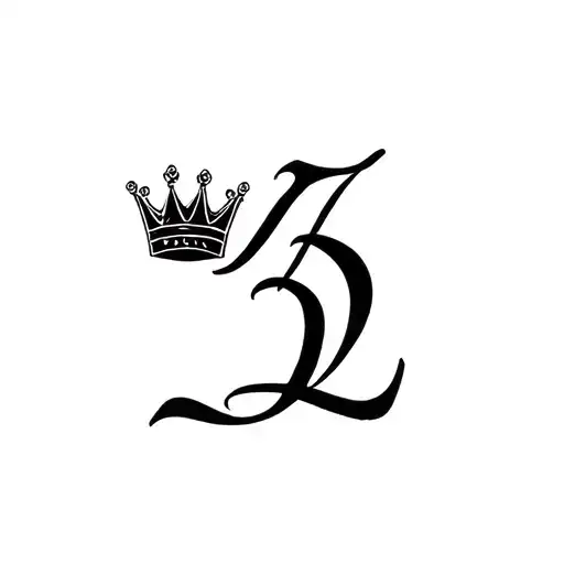 Letter L Number 3 With Three Crowns Elegant Black