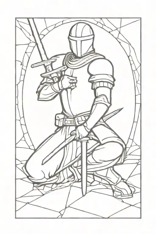 Kneeling Knight Holding A Sword
