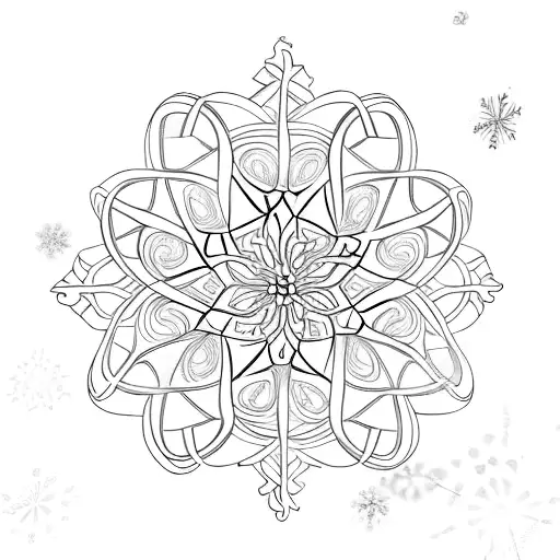 Infinity Symbol With A Snowflake Blended On One Side And A Lily On Another Side