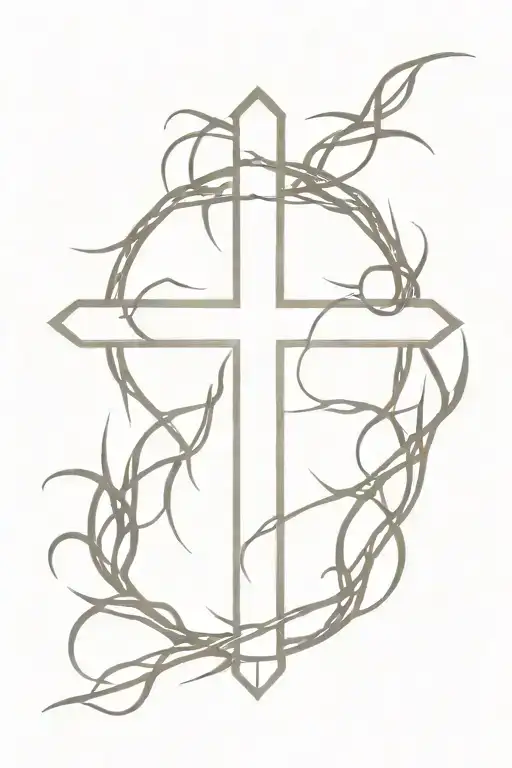 Cross With Crown Of Thorns Around It