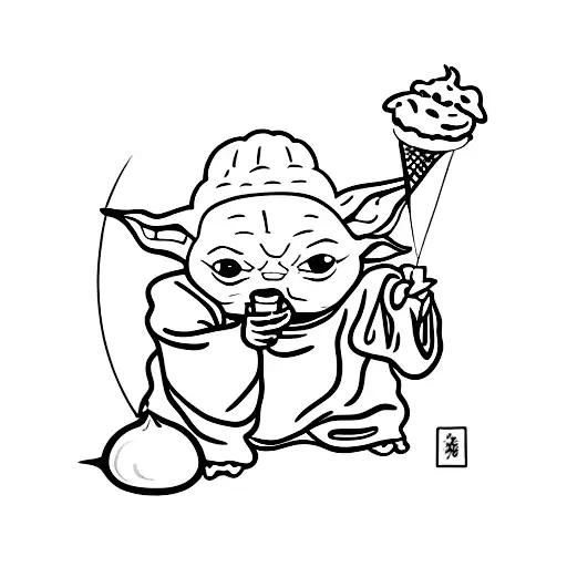 Baby Yoda Eating Soft Serve Icecream