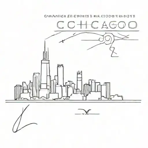 A Minimalist Tattoo Of The Chicago Skyline With Waterfront