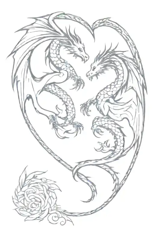 Twin Dragons That Intertwine Into Heart Shaped