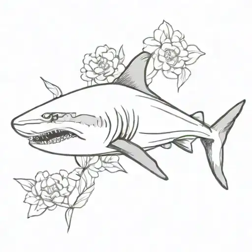 Tiger Shark With Flowers Wrapped