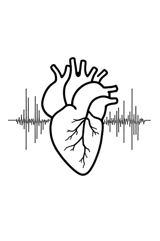 Electronic Schematic Connected To A Realistic Heart With Soundwaves