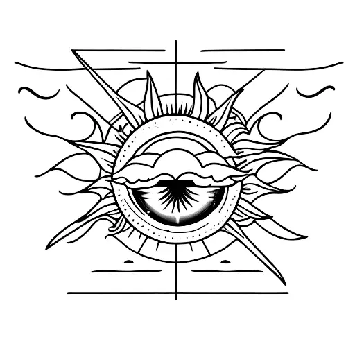 Icaro With Wings Falling Down With A Sun In The Heaven