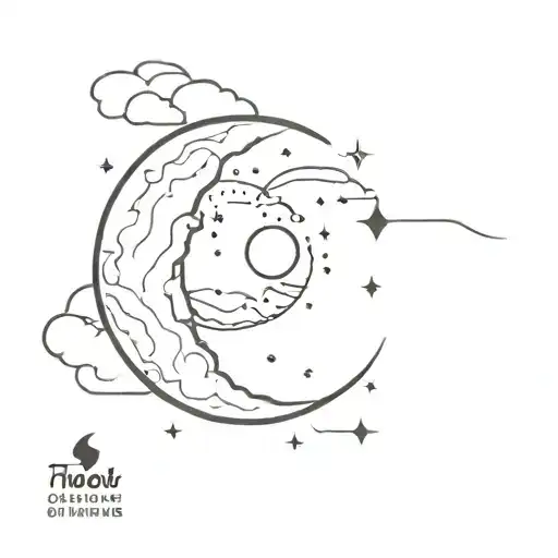 To The Moon And Back Tattoo Design With Moon