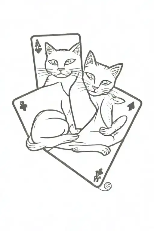 Queen Card With Two Cats Instead Of Queens