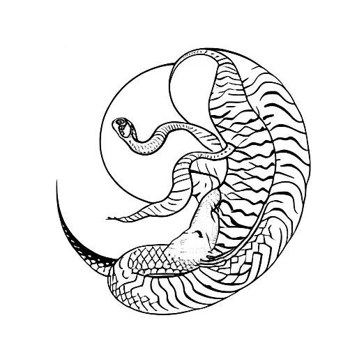 Snake Wrapped Around Moon