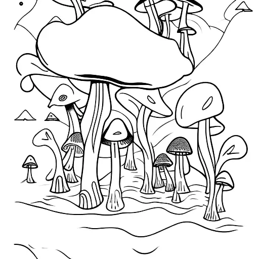 A Whimsical Mushroom Forest With Children Playing Among Them