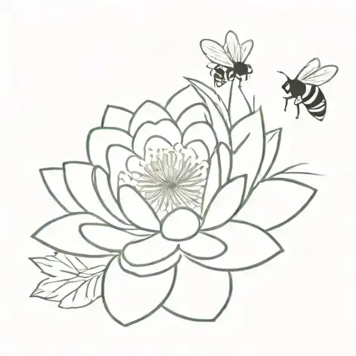 Water Lily And Bumble Bee