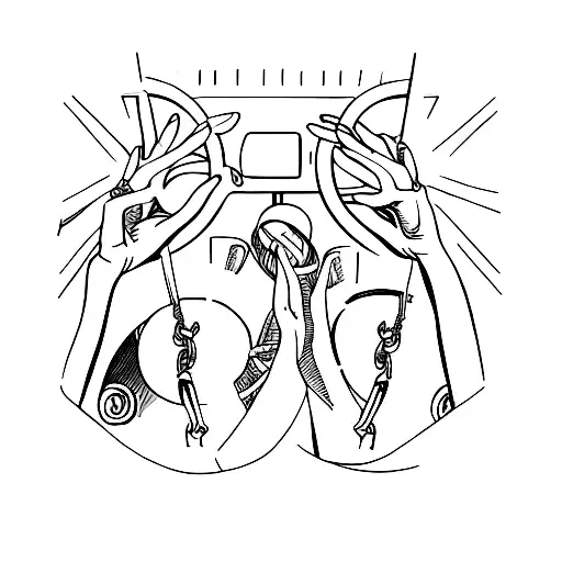 Two Female Hands On Steering Wheel