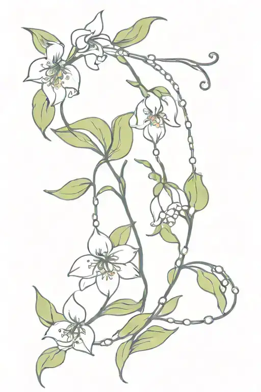 Lily Of The Valley And Violet Flower And Chain Intertwined