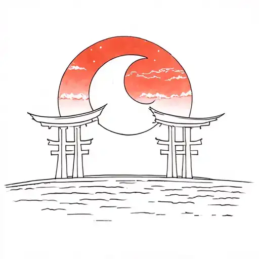 Torii Gate With Moon